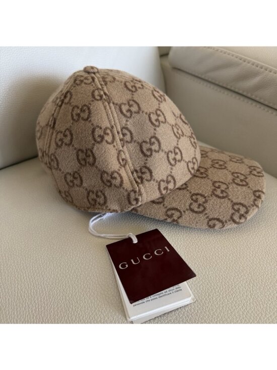 NWT GUCCI Light Brown GG Baseball Hat Cap 100% Authentic Sz S Logo